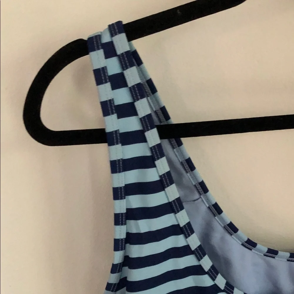 🏊‍♂️🏊‍♀️BASIC EDITIONS Navy and Light Blue Striped Swimsuit 🩱
